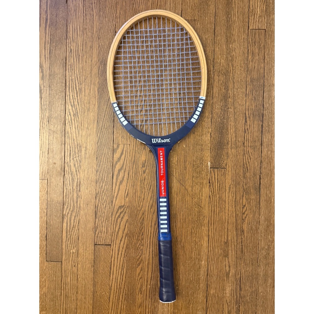 Vintage Wilson Junior Tournament Wooden Tennis Racquet Navy Blue 26 Inch